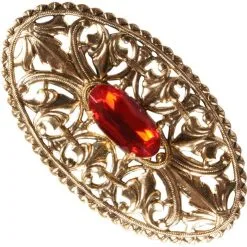 Overig Baretspeld Gouden Ovaal Met Rode Steen