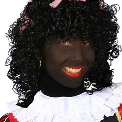 Overig Pietenpruik Dames Pepita Wetlook Met Roze Strikjes -Overig Winkel dames pietenpruik pepita wetlook met roze strikjes 1