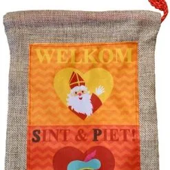 Overig Linnen Zak Welkom Sint & Piet (18x25cm)