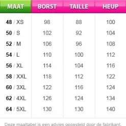 Overig Pietenpak Luxe Albufeira Zwart/Turquoise -Overig Winkel maattabel 2