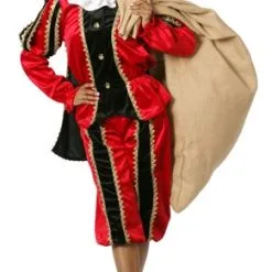 Overig Zwarte Piet Dameskostuum Rood Luxe (met Cape)